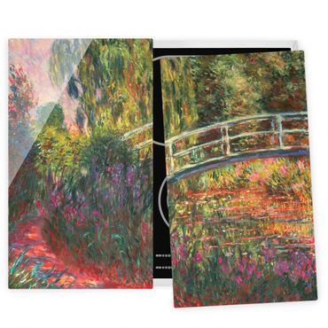 Szklana płyta ochronna na kuchenkę 2-częściowa - Claude Monet - Mostek japoński w ogrodzie w Giverny