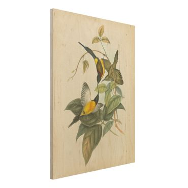 Obraz z drewna - Ilustracja w stylu vintage Ptaki tropikalne IV