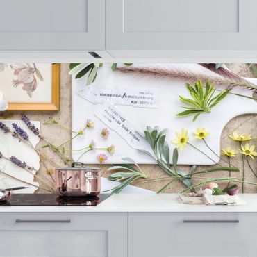 Panel ścienny do kuchni - Kwiaty i zioła ogrodowe Vintage