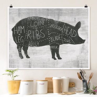 Plakat - Tablica ekspozycyjna rzeźnika - świnia