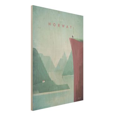Obraz z drewna - Plakat podróżniczy - Norwegia