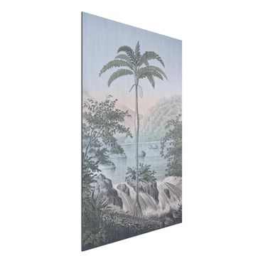 Obraz Alu-Dibond - Ilustracja w stylu vintage - Pejzaż z drzewem palmowym