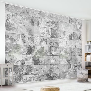 Zasłony panelowe zestaw - Ściana kamienna naturalny marmur szary