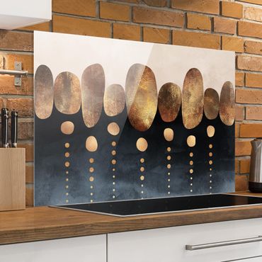 Panel szklany do kuchni - Abstrakcyjne złote kamienie
