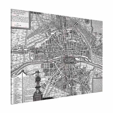 Tablica magnetyczna - Mapa miasta w stylu vintage Paryża ok. 1600 r.