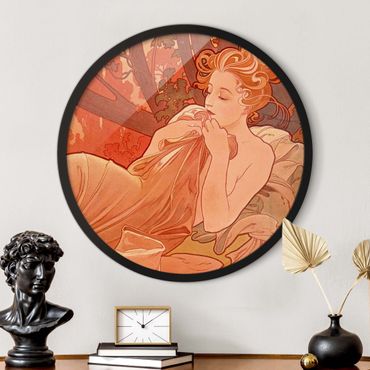 Okrągły obraz w ramie - Alfons Mucha - Dusk