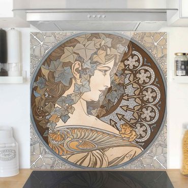 Panel szklany do kuchni - Alfons Mucha - Synthia