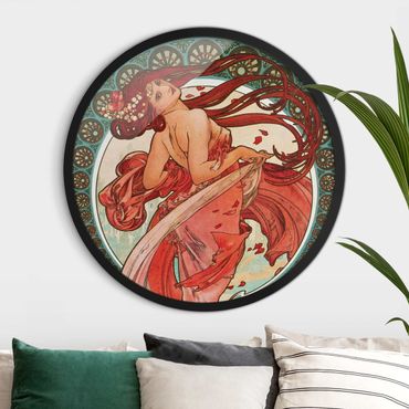 Okrągły obraz w ramie - Alfons Mucha - Four Arts - Dance
