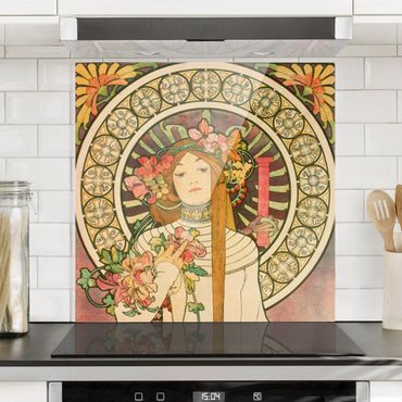 Panel szklany do kuchni - Alfons Mucha - Plakat reklamowy La Trappistine