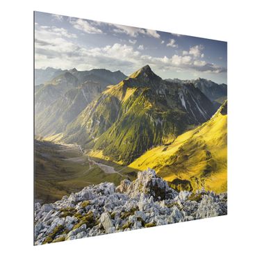 Obraz Alu-Dibond - Góry i dolina w Alpach Lechtalskich w Tyrolu