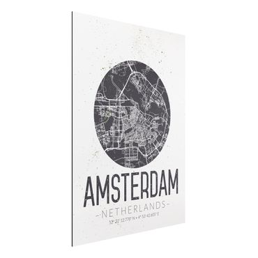 Obraz Alu-Dibond - Mapa miasta Amsterdam - Retro