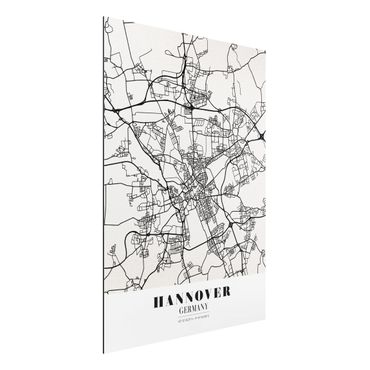 Obraz Alu-Dibond - Mapa miasta Hanower - Klasyczna