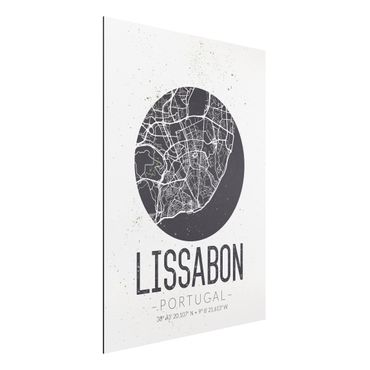Obraz Alu-Dibond - Mapa miasta Lizbona - Retro