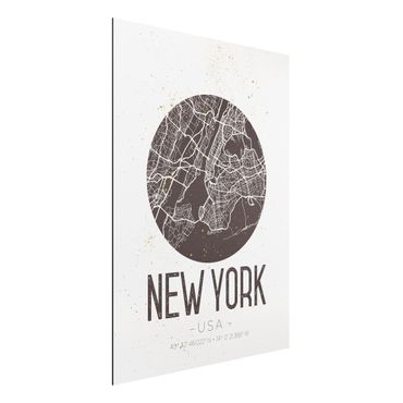 Obraz Alu-Dibond - Mapa miasta Nowy Jork - Retro