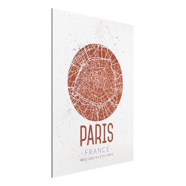 Obraz Alu-Dibond - Mapa miasta Paryż - Retro