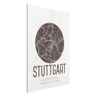Obraz Alu-Dibond - Mapa miasta Stuttgart - Retro