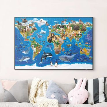 Wymienny obraz - Międzynarodowy Klub Zwierząt - Mapa świata ze zwierzętami
