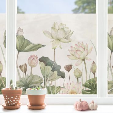 Folia okienna - Wspaniałe lilie wodne i delikatne liście