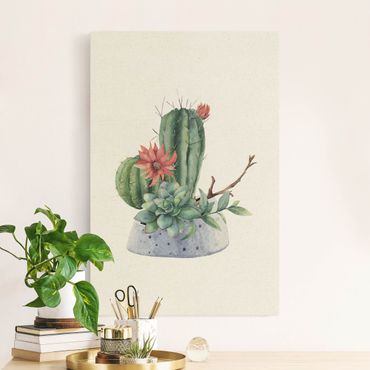 Obraz na naturalnym płótnie - Akwarela Ilustracja kaktusów