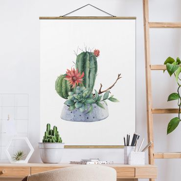 Plakat z wieszakiem - Akwarela Ilustracja kaktusów