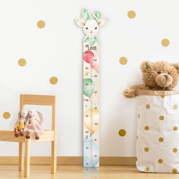 Miarka wzrostu dla dzieci z drewna - Watercolour balloon little sheep with custom name