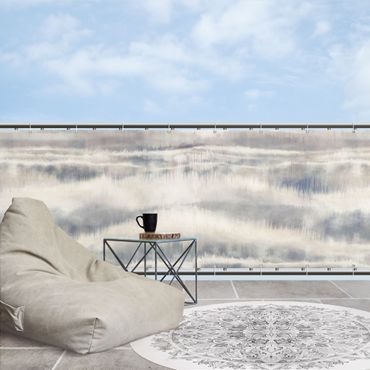 Osłona balkonowa zapewniająca prywatność - Akwarelowe paski mgły