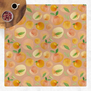 Mata korkowa - Akwarela Pomarańcze z liśćmi