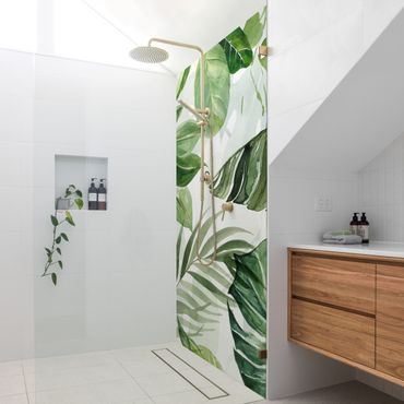 Tylna ścianka prysznicowa - Watercolour Tropical Leaves And Tendrils