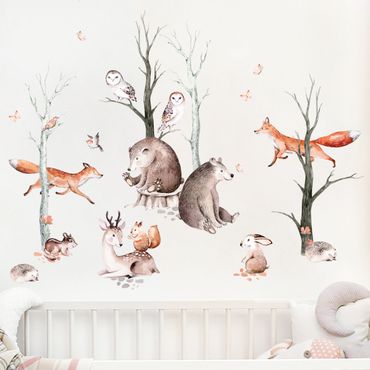 Naklejka na ścianę - Watercolour Forest Animal Friends