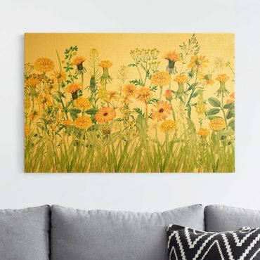 Obraz na płótnie - Watercolour Flower Meadow In Yellow - Format poziomy 3x2