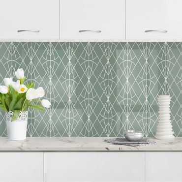 Panel ścienny do kuchni - Art Deco Diamentowy wzór w kolorze Zielony XXL