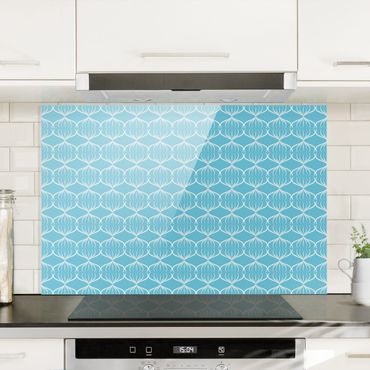 Panel szklany do kuchni - Wzór Art Deco XXL w kolorze niebieskim