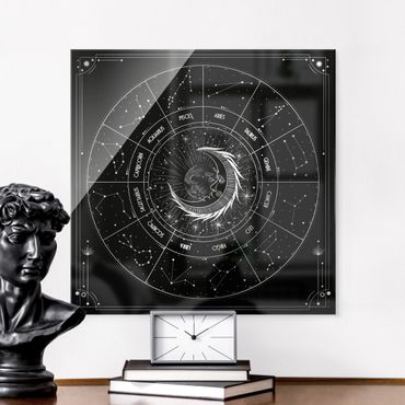 Obraz na szkle - Astrologia Księżyc i znak zodiaku Czarny
