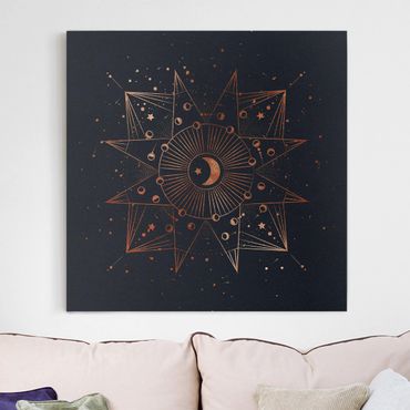 Obraz na płótnie - Astrologia Księżyc Magia Niebieskie Złoto