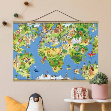 Plakat z wieszakiem - Wielka i śmieszna mapa świata