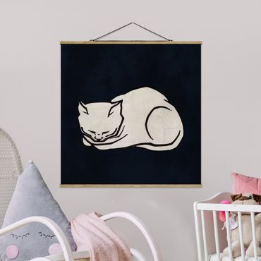 Plakat z wieszakiem - Ilustracja przedstawiająca śpiącego kota