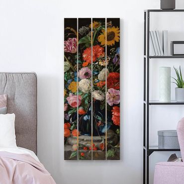 Obraz z drewna - Jan Davidsz de Heem - Szklany wazon z kwiatami