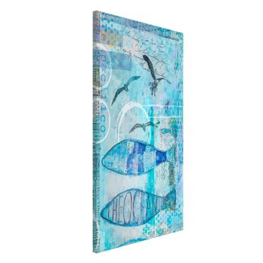 Tablica magnetyczna - Kolorowy kolaż - Niebieskie rybki