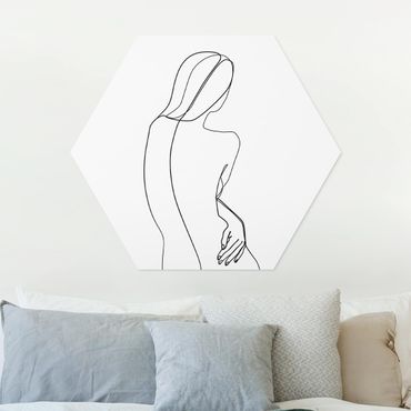 Obraz heksagonalny z Forex - Line Art Kobieta z tyłu czarno-biały