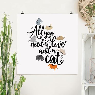 Plakat - Wszystko, czego potrzebujesz, to miłość i kot
