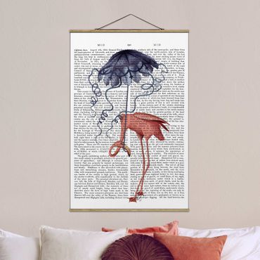 Plakat z wieszakiem - Czytanie o zwierzętach - Flaming z parasolem