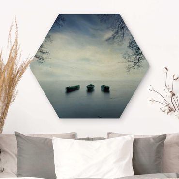 Obraz heksagonalny z drewna - Odpoczynek nad jeziorem