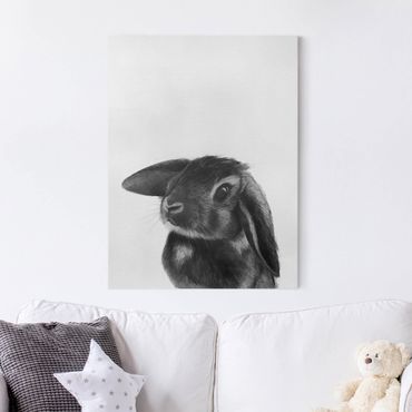 Obraz na płótnie - Ilustracja królik czarno-biały rysunek