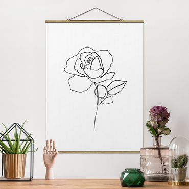 Plakat z wieszakiem - Line Art Róża czarno-biały