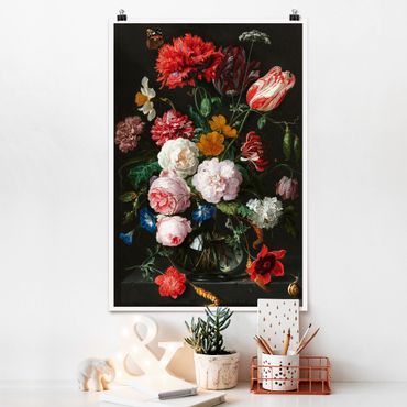 Plakat - Jan Davidsz de Heem - Martwa natura z kwiatami w szklanym wazonie