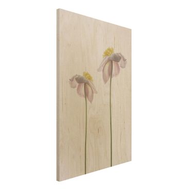 Obraz z drewna - Kwiaty zawilca różowego
