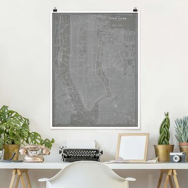 Plakat - Mapa miasta w stylu vintage Nowy Jork Manhattan