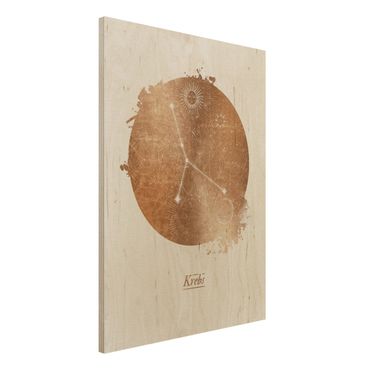 Obraz z drewna - Znak zodiaku Rak Złoto