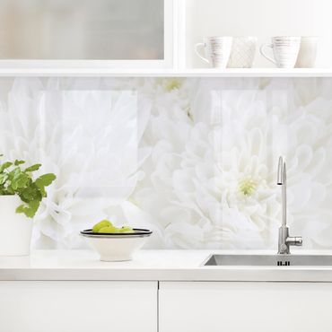 Panel ścienny do kuchni - Dahlie Morze kwiatów białe