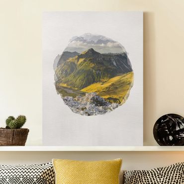 Obraz na płótnie - Akwarele - góry i dolina w Alpach Lechtalskich w Tyrolu